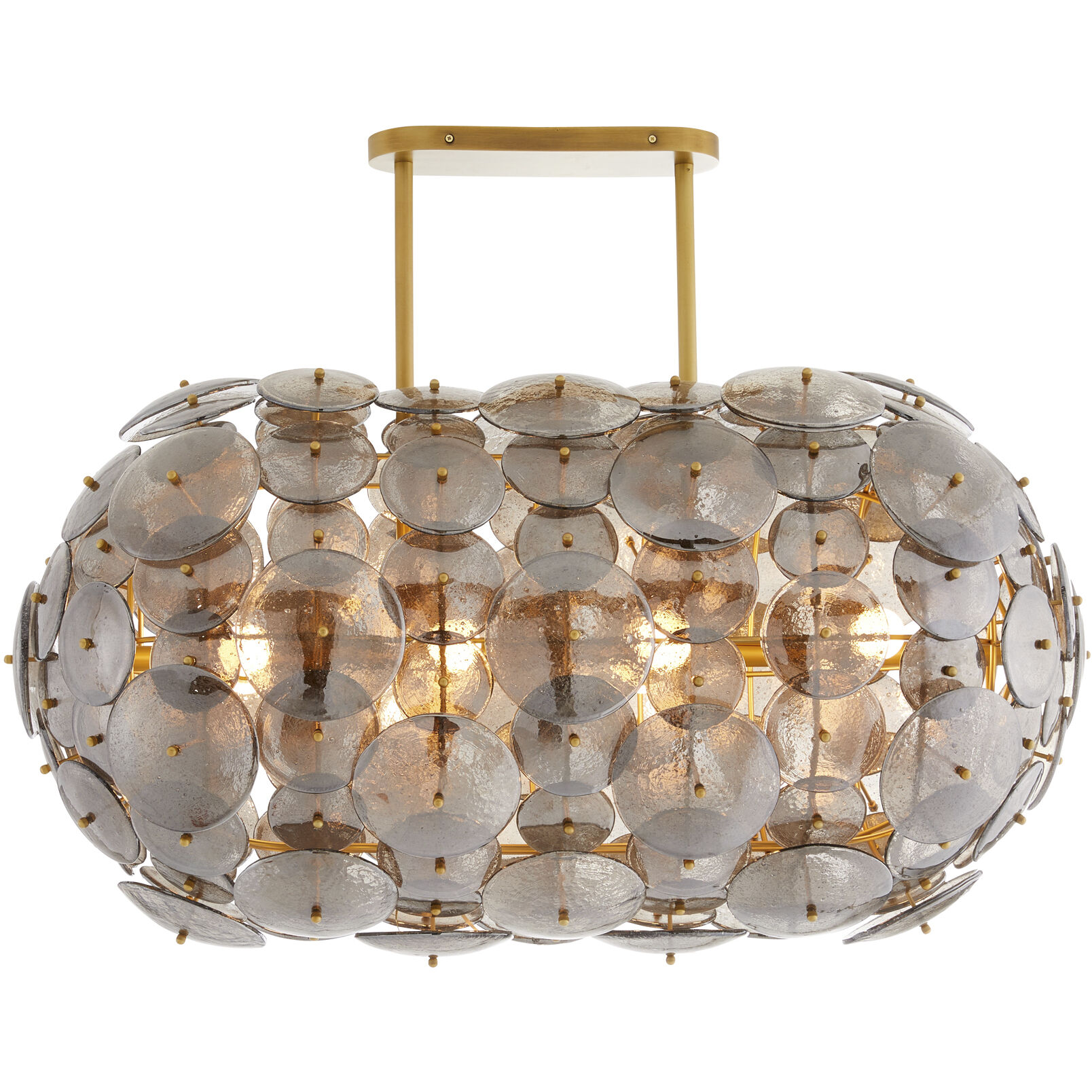 Nebula 8 Light 42 inch Smoke Luster and Antique Brass Chandelier Ceiling Light