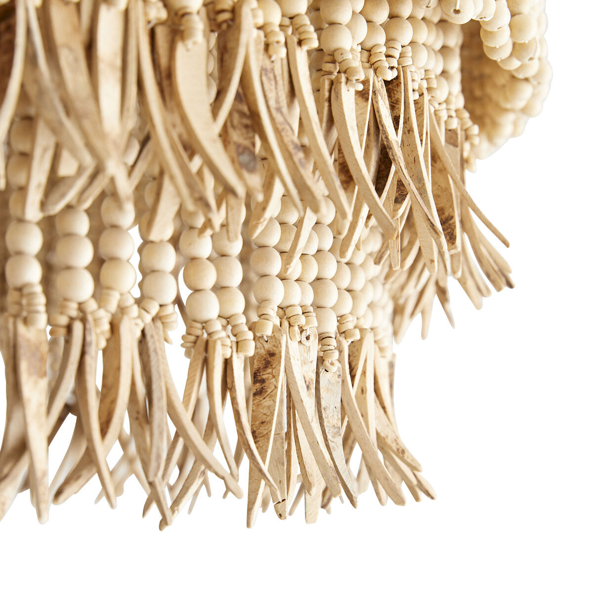 Baja 3 Light 30 inch Antique Brass Chandelier Ceiling Light in Natural Coco Beads