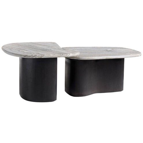 Melt 35 X 17 inch Ebony and Galaxy Marble Coffee Tables, Set of 2