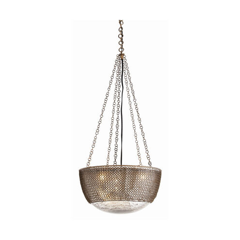 Chainmail 3 Light 16 inch Antique brass Pendant Ceiling Light