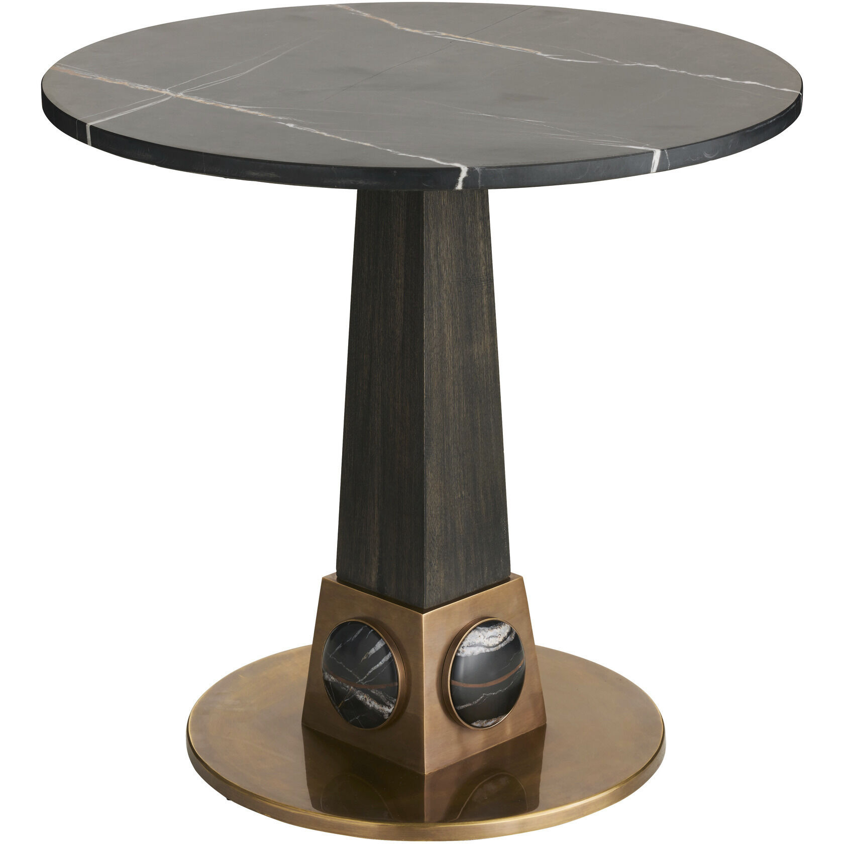 Lancelot 23.5 inch Bengal and Antique Brass with Ebony End Table