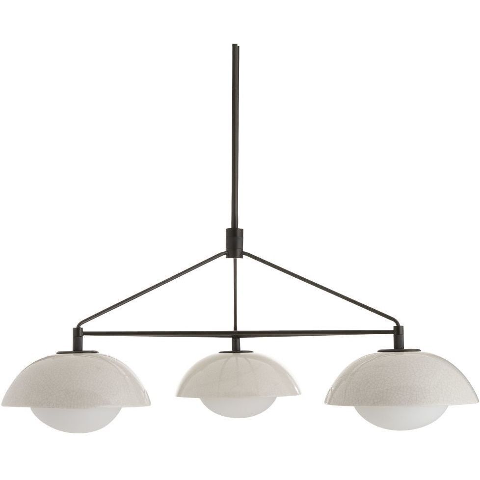 Glaze 3 Light 38 inch Blackened Steel, Ivory Stained Crackle Chandelier Ceiling Light