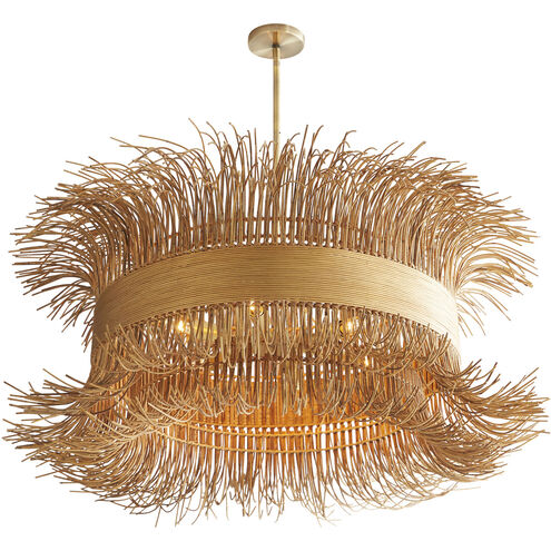 Filamento 6 Light 42 inch Antique Brass Chandelier Ceiling Light, Laura Kirar