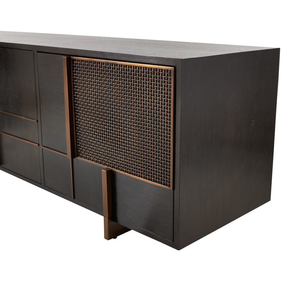 Demi 74 X 20.5 inch Ebony and Antique Brass Credenza