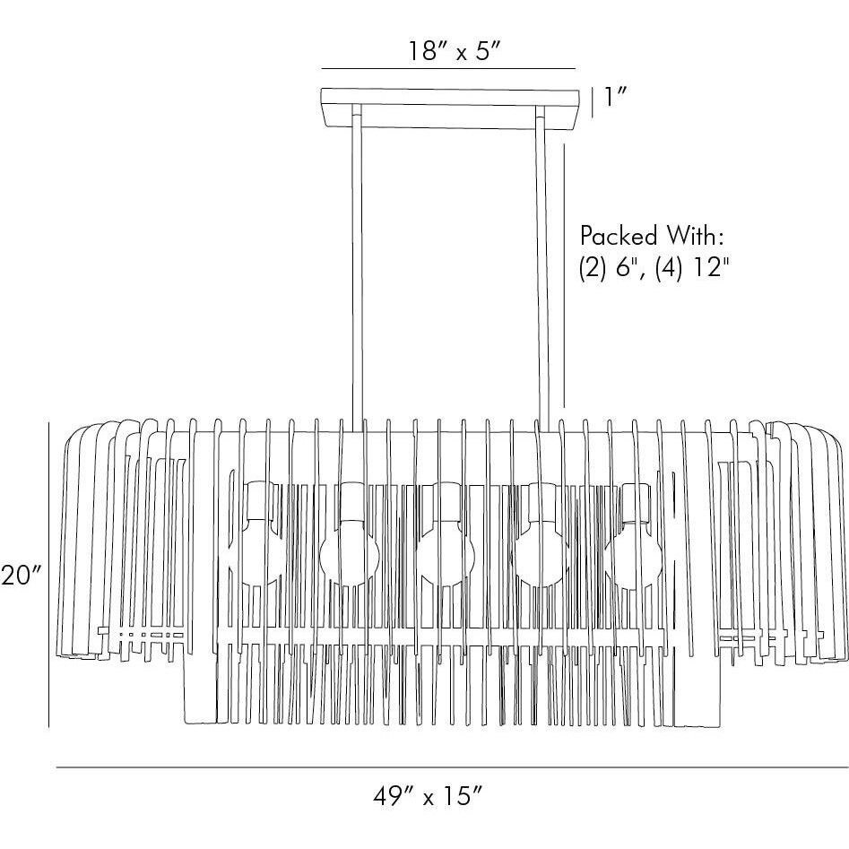 Valencia 5 Light 49 inch Dark Walnut Linear Chandelier Ceiling Light