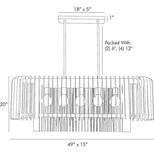 Valencia 5 Light 49 inch Dark Walnut Linear Chandelier Ceiling Light