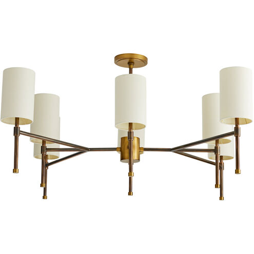 Remington 8 Light 40 inch Heritage Brass with Antique Brass Accents Chandelier Ceiling Light, Essential Lighting