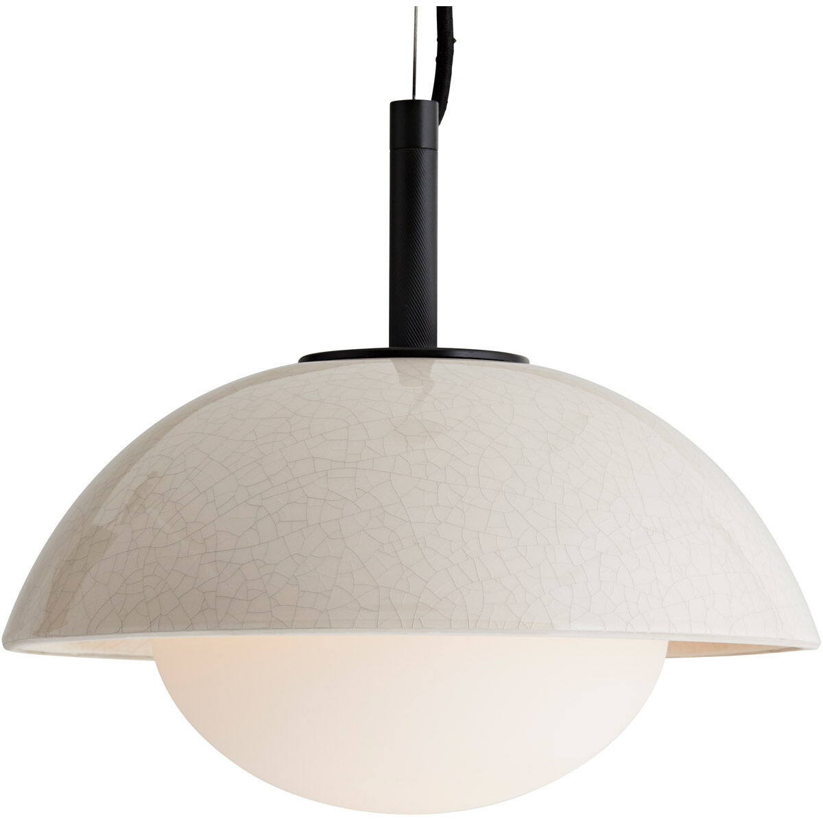 Glaze 1 Light 12 inch Ivory Stained Crackle and Blackened Steel Pendant Ceiling Light