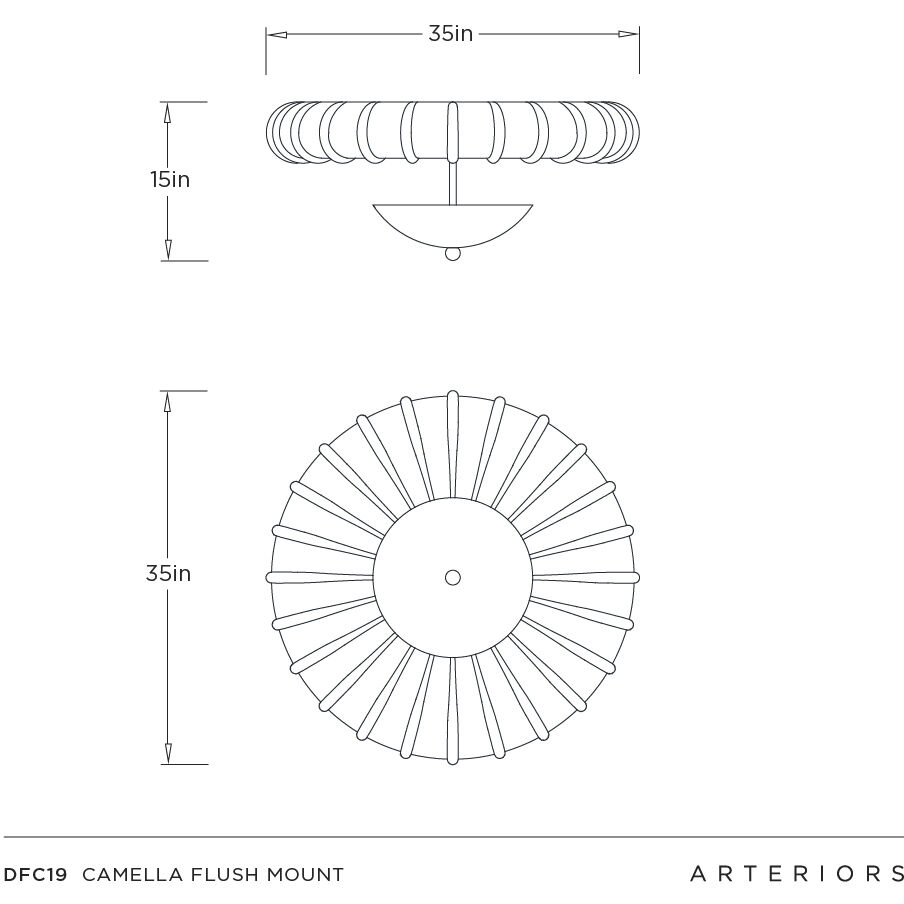 Camella 3 Light 35 inch Ivory and English Bronze Flush Mount Ceiling Light