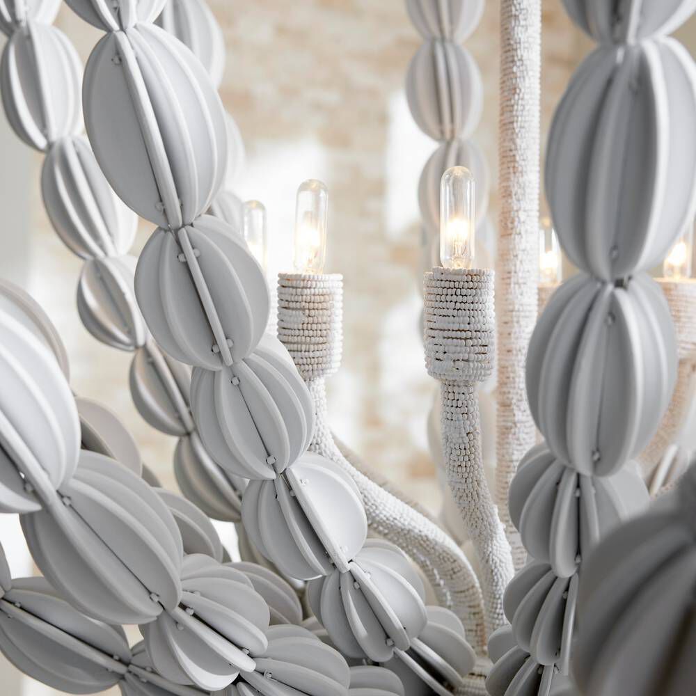 Indi 8 Light 42 inch White Chandelier Ceiling Light, Large