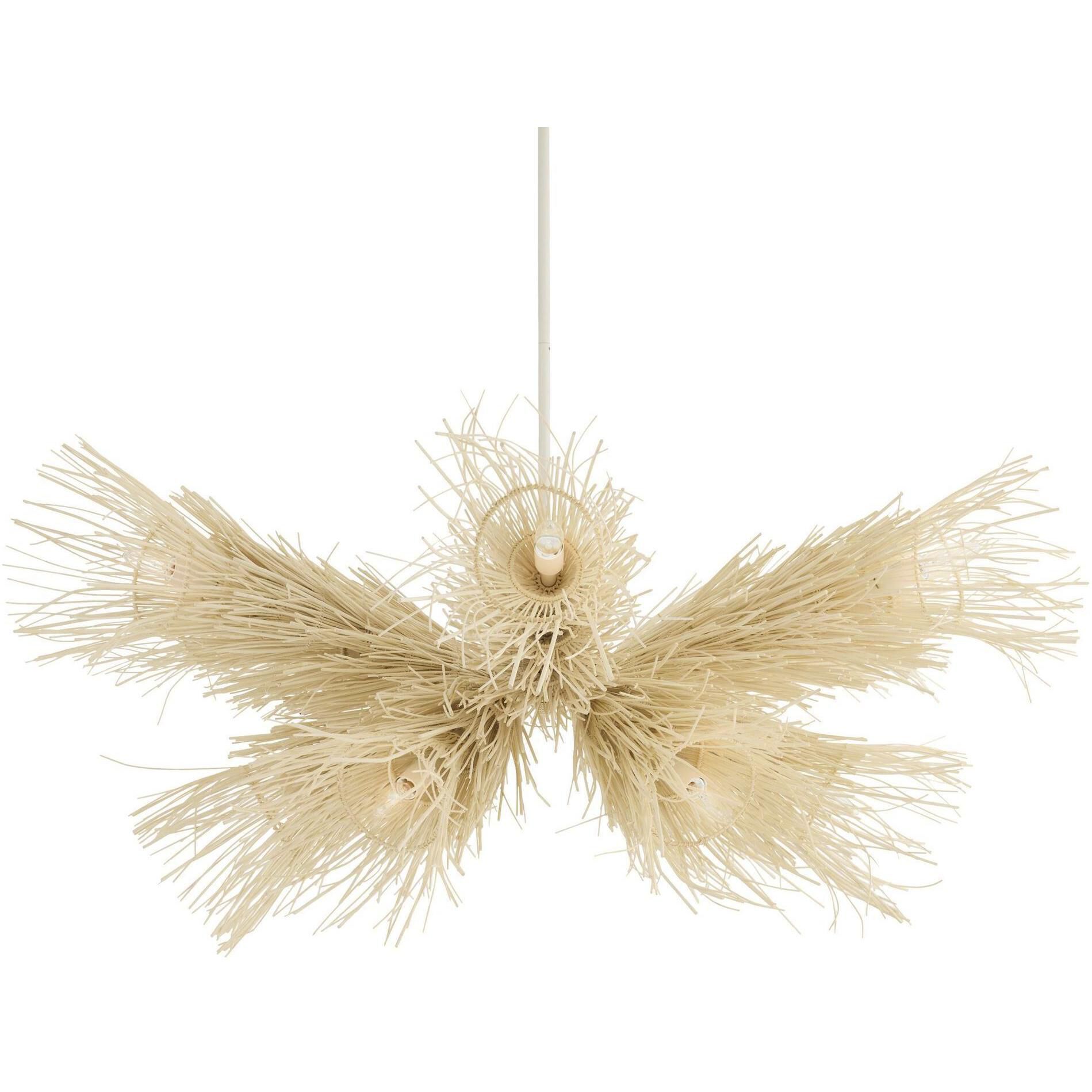 Kauai 12 Light 52 inch Bleached Rattan and White Chandelier Ceiling Light