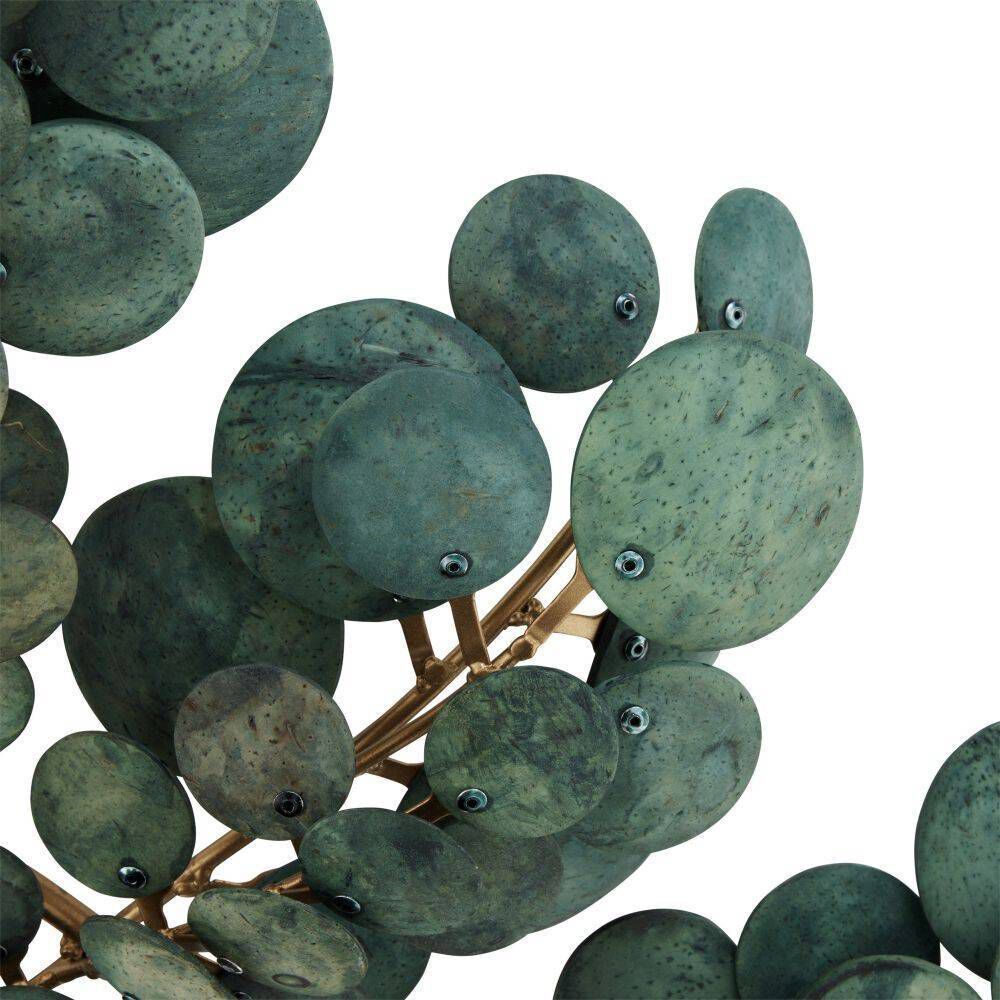 Bilal 3 Light 38 inch Eucalyptus Coconut Shell and Antique Brass Flush Mount Ceiling Light