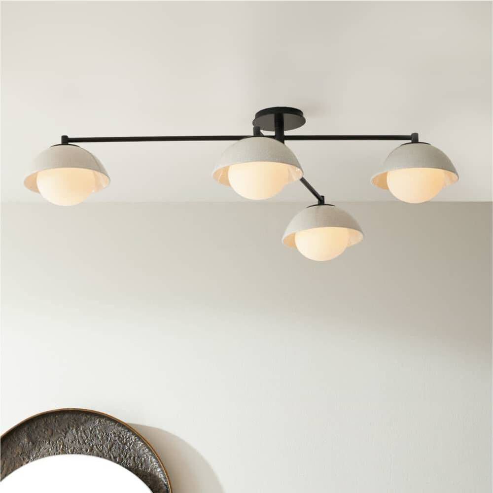 Glaze 4 Light 45 inch Blackened Steel, Ivory Stained Crackle Multipoint Flush Mount Ceiling Light