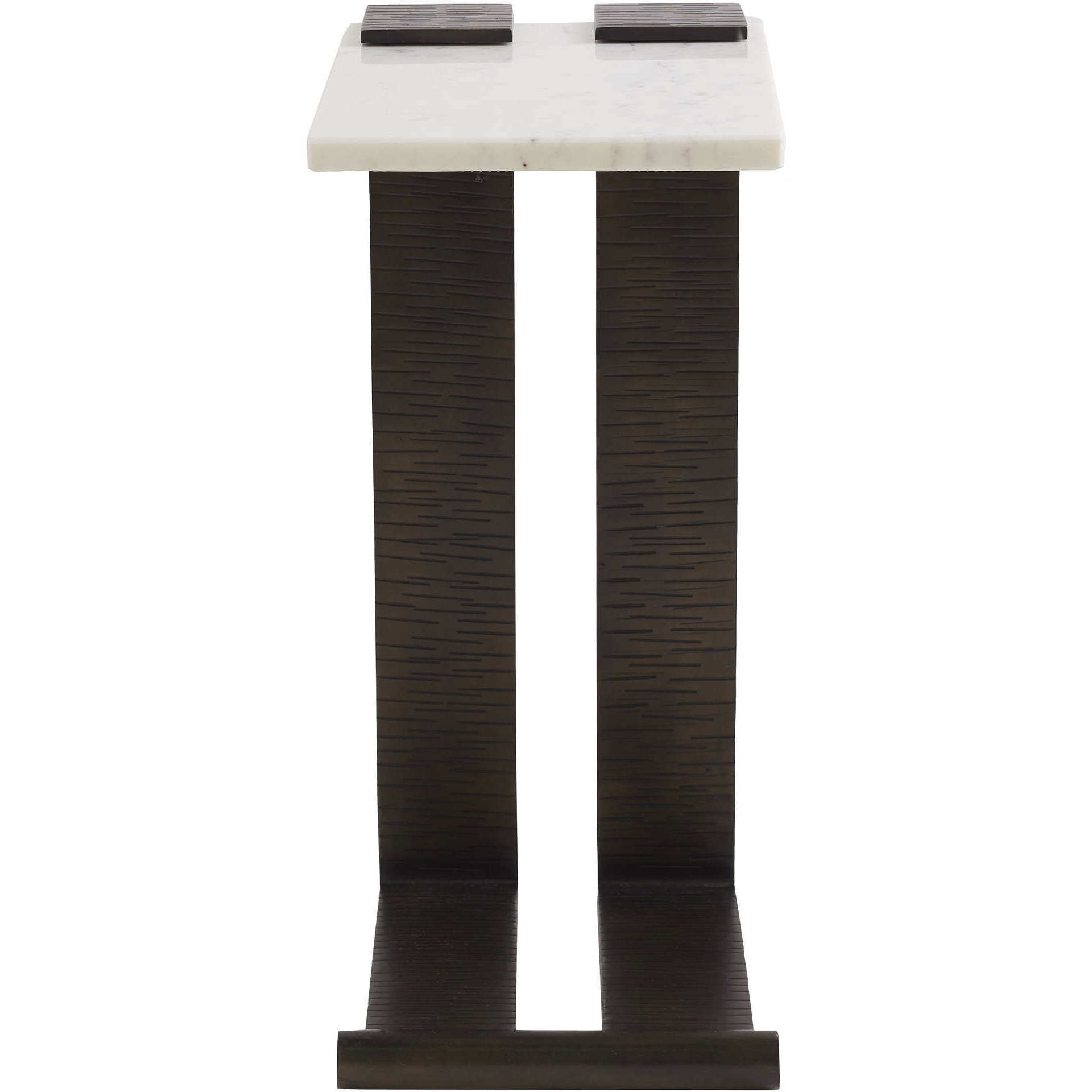 McClain 25.5 X 11 inch White Marble and Bronze Iron Accent Table