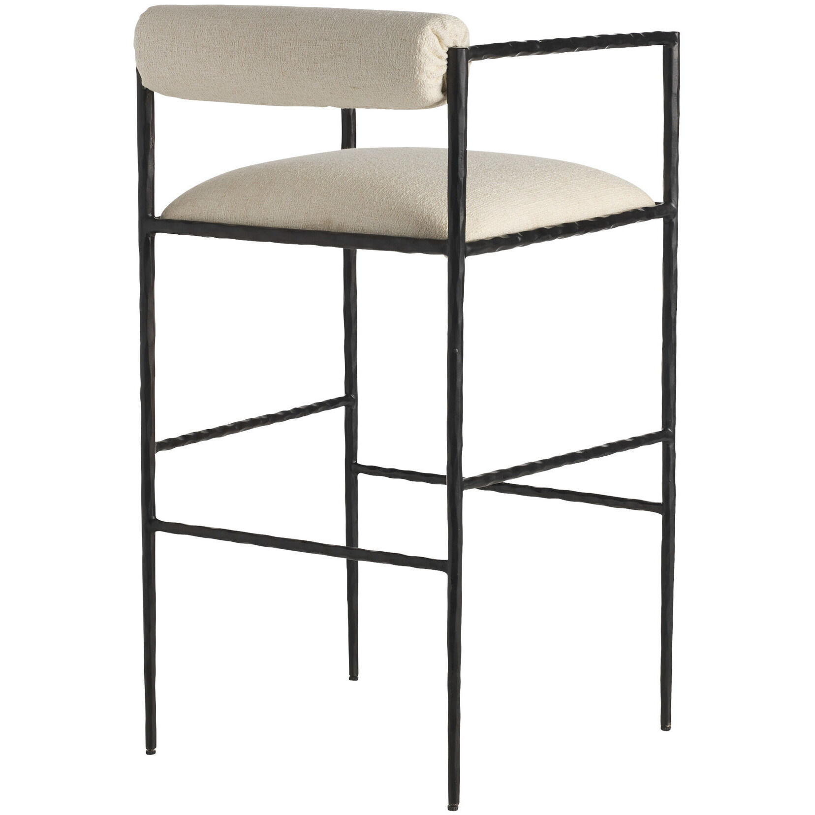 Barbana 39 inch Oxford White and Natural Iron Bar Stool