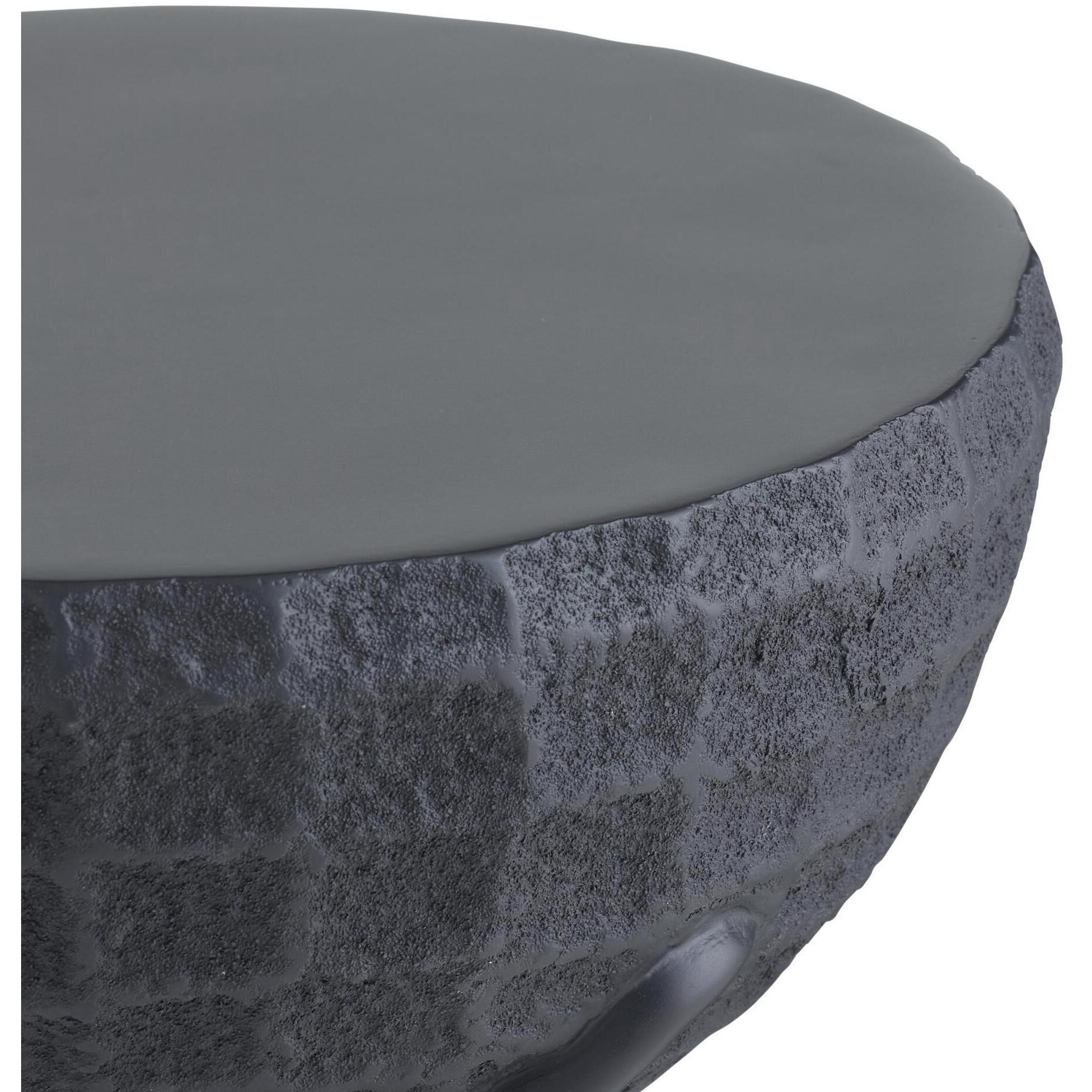 Kobra 15 inch Black Volcanic Ash Outdoor Accent Table
