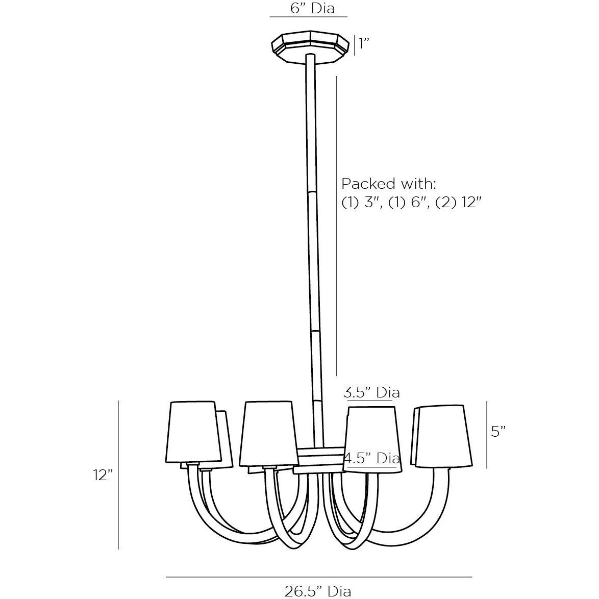 Gaetano 8 Light 27 inch Vintage Brass Chandelier Ceiling Light