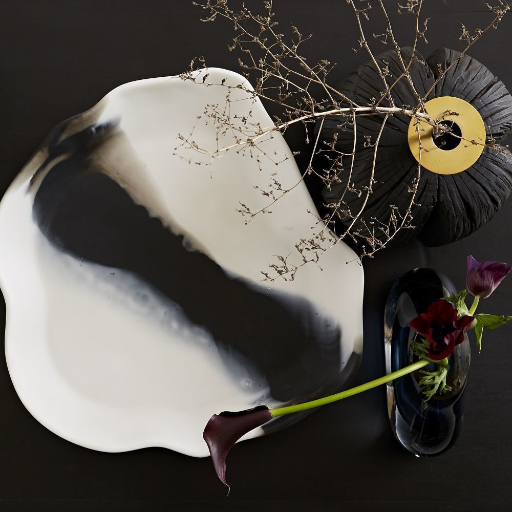 Hollie Black & White Trays, Set of 2