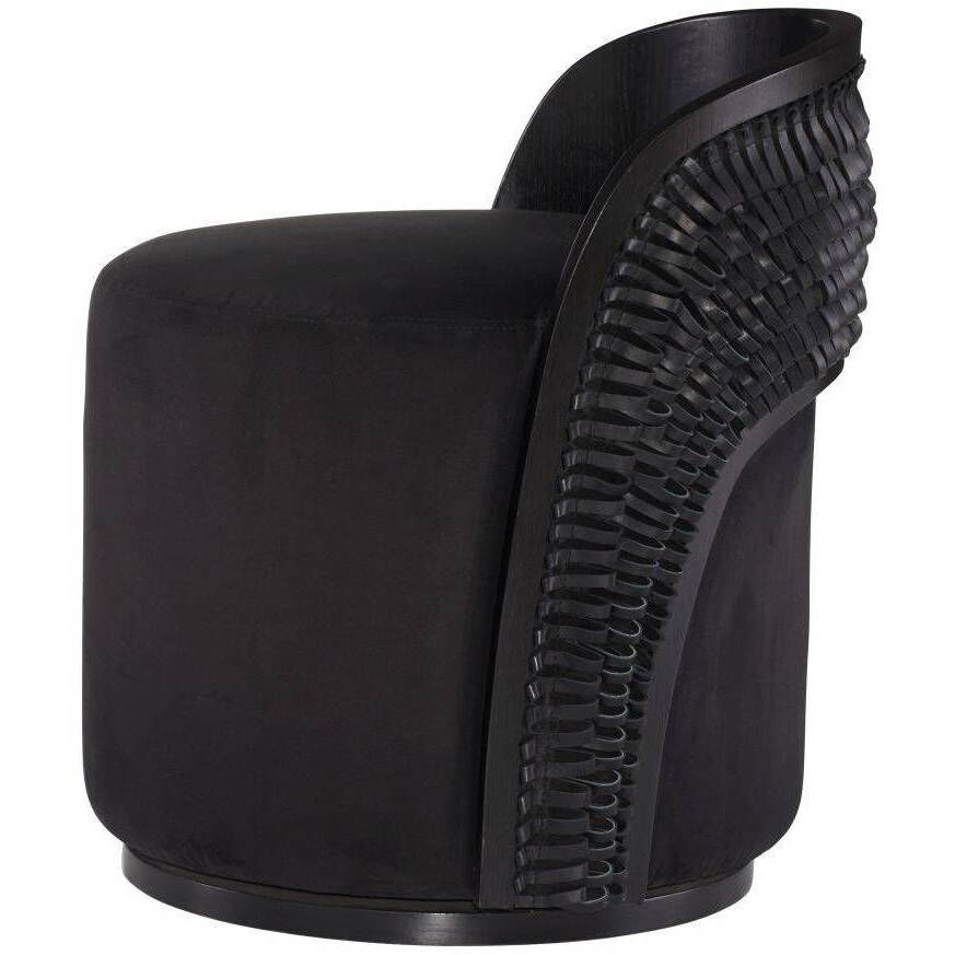 Gretel Black Suede and Black Leather with Ebony Chair