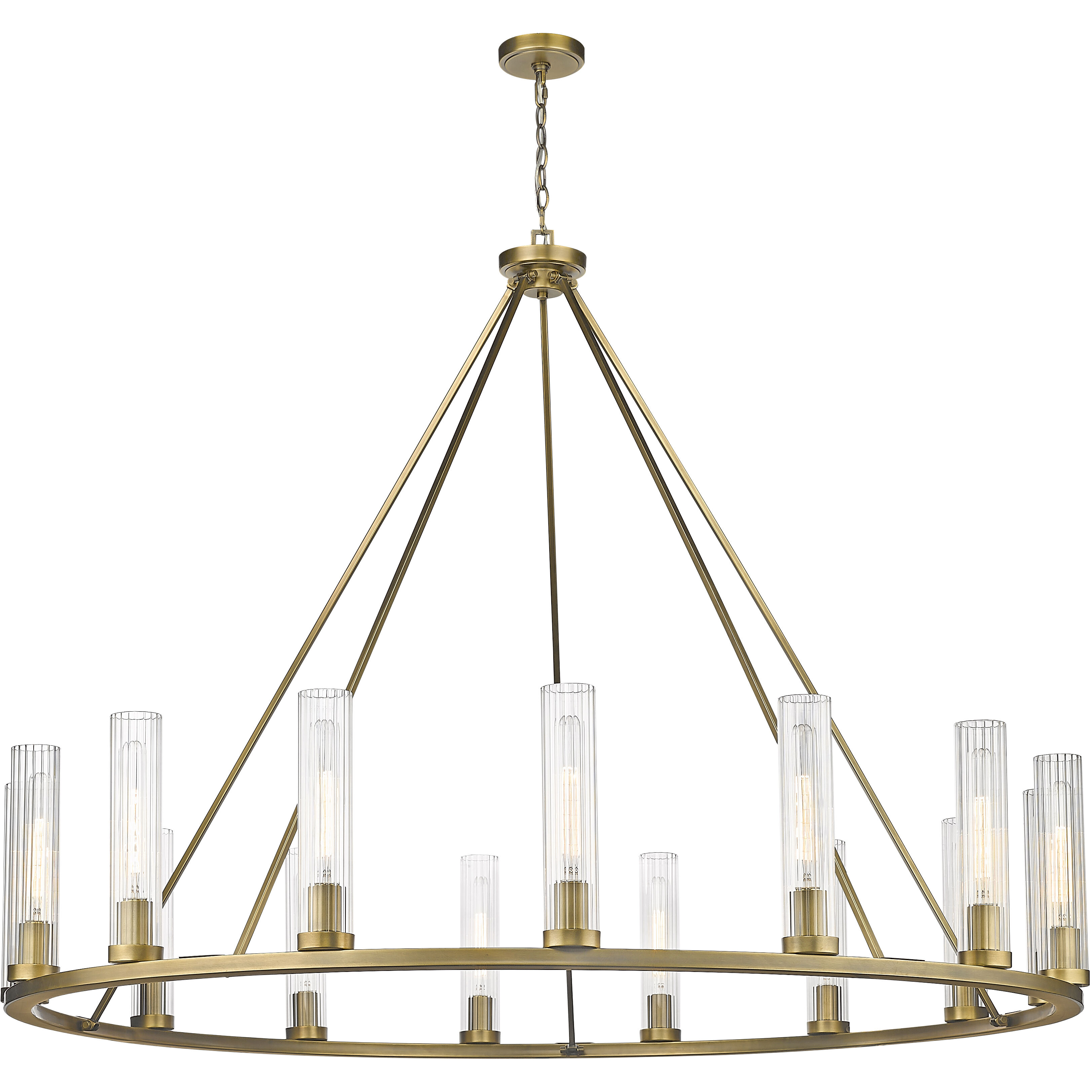 Beau 15 Light 60 inch Rubbed Brass Chandelier Ceiling Light
