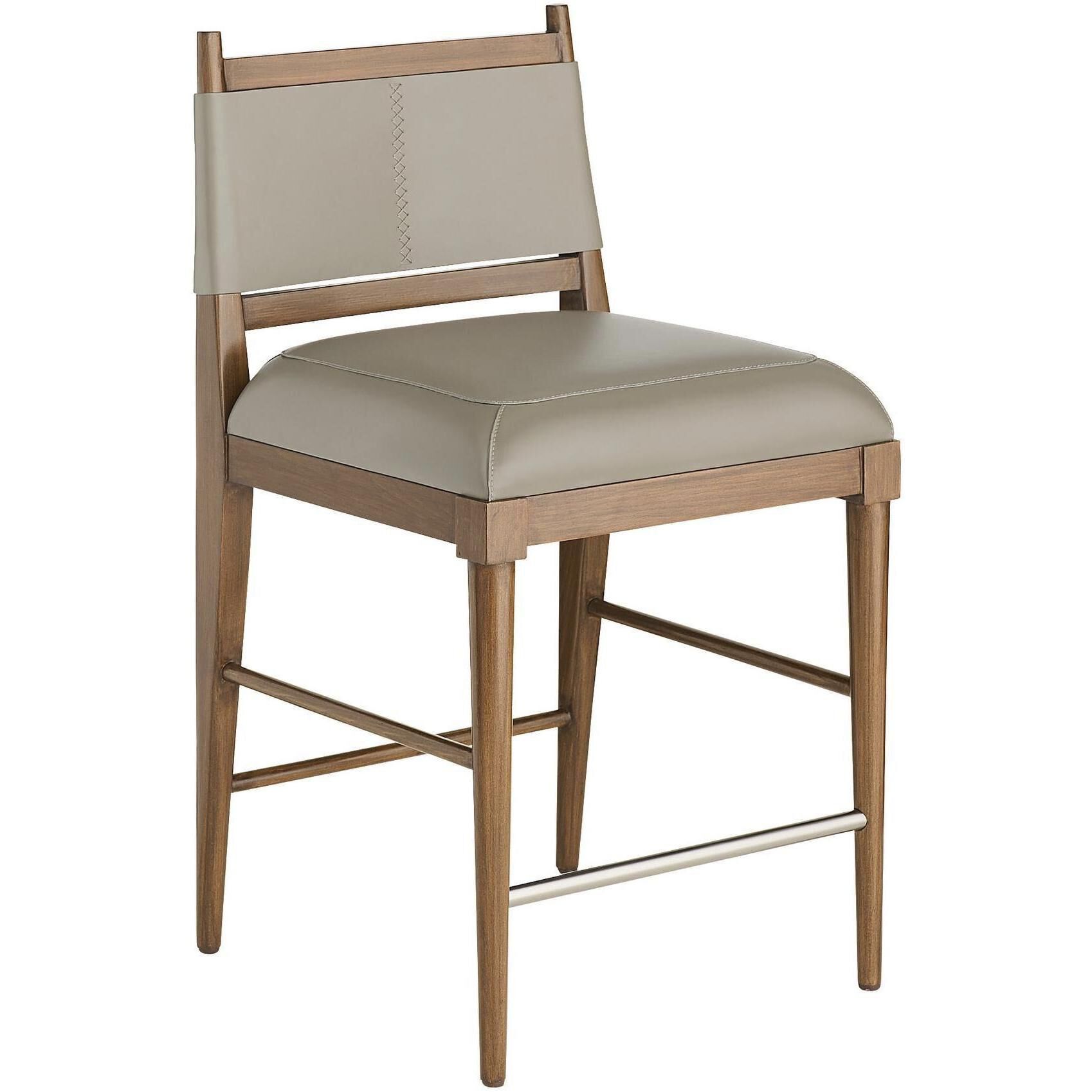 Keegan 35 inch Morel and Walnut with Brushed Stainless Steel Counter Stool