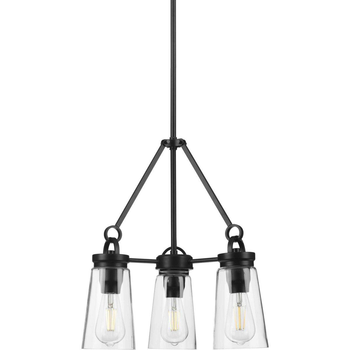 Stockbrace 3 Light 16 inch Matte Black Chandelier Ceiling Light