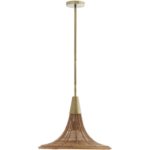Nicola 1 Light 13.5 inch Natural and Antique Brass Pendant Ceiling Light