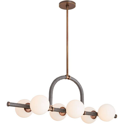 Harrison 6 Light 42 inch Heritage Brass Linear Chandelier Ceiling Light