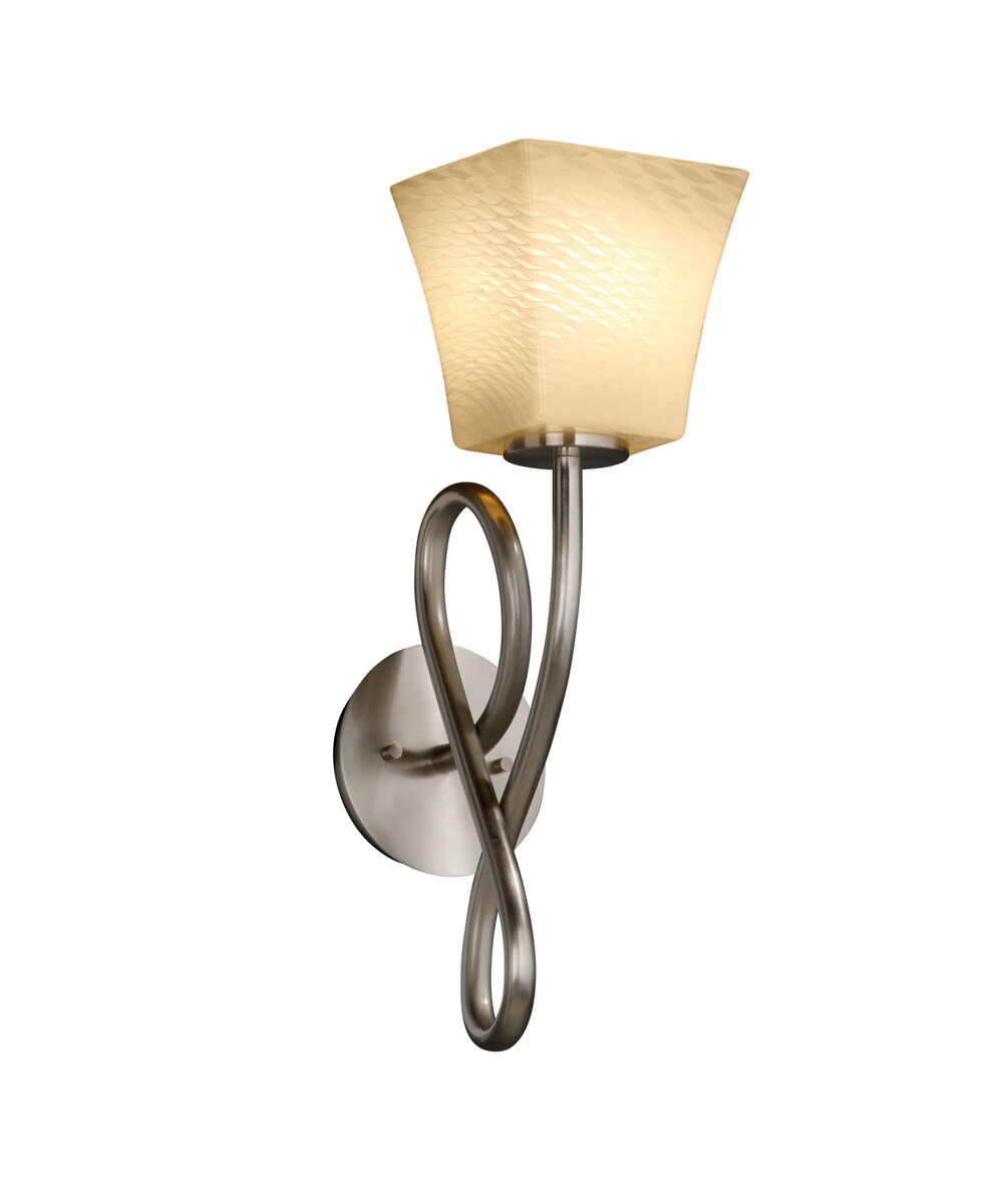 Fusion 1 Light 6 inch Brushed Nickel Wall Sconce Wall Light in Weave, Square Flared, Incandescent