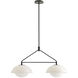 Glaze 2 Light 32 inch Ivory Stained Crackle and Blackened Steel Linear Pendant Ceiling Light