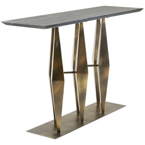 Dagmar 52 X 16 inch Matte Black Marble and Antique Gold Console