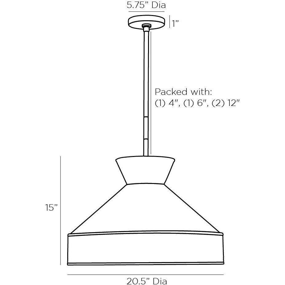 Malena 1 Light 20.5 inch White and Antique Brass Pendant Ceiling Light