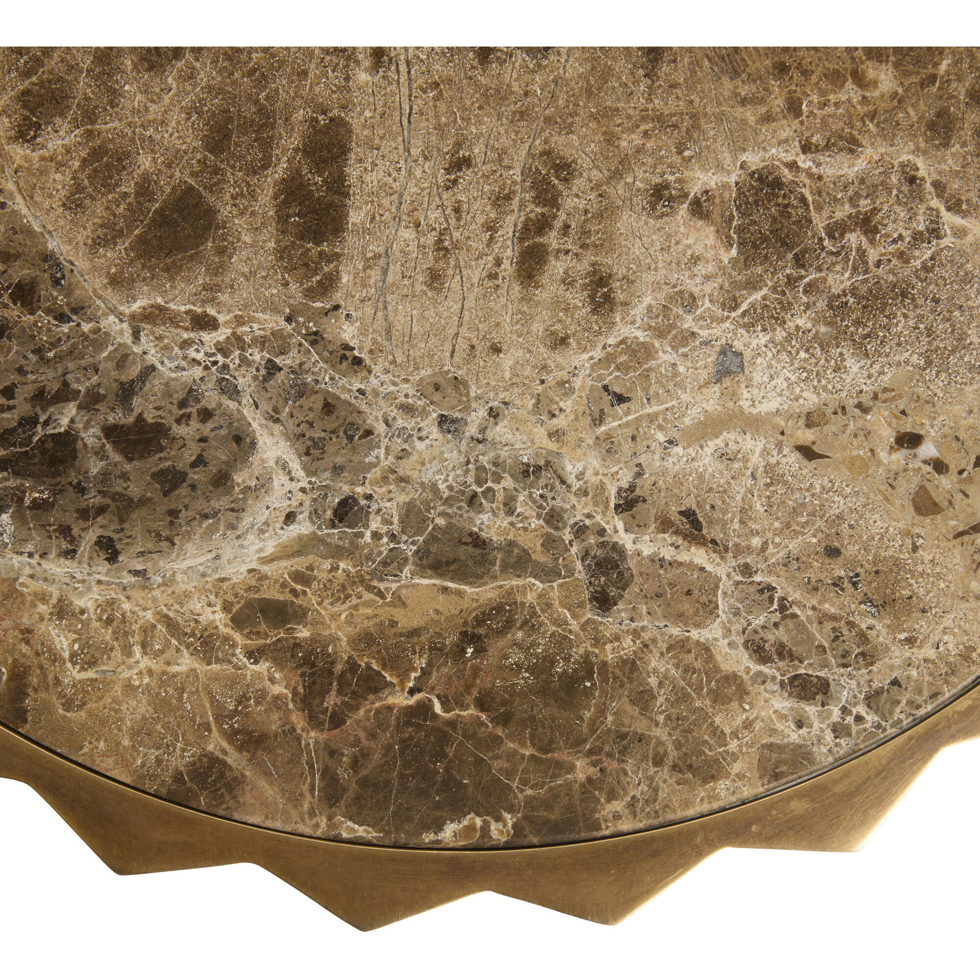 Mabel 12 inch Brown Emperador and Vintage Brass Accent Table