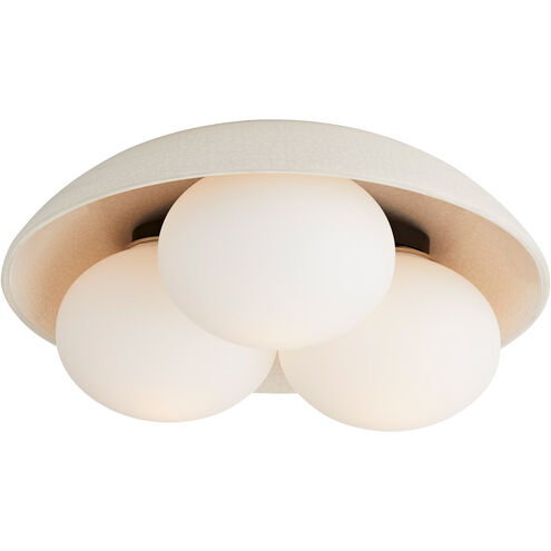 Glaze 3 Light 19 inch Ivory Stained Crackle and Blackened Steel Flush Mount Ceiling Light, Large