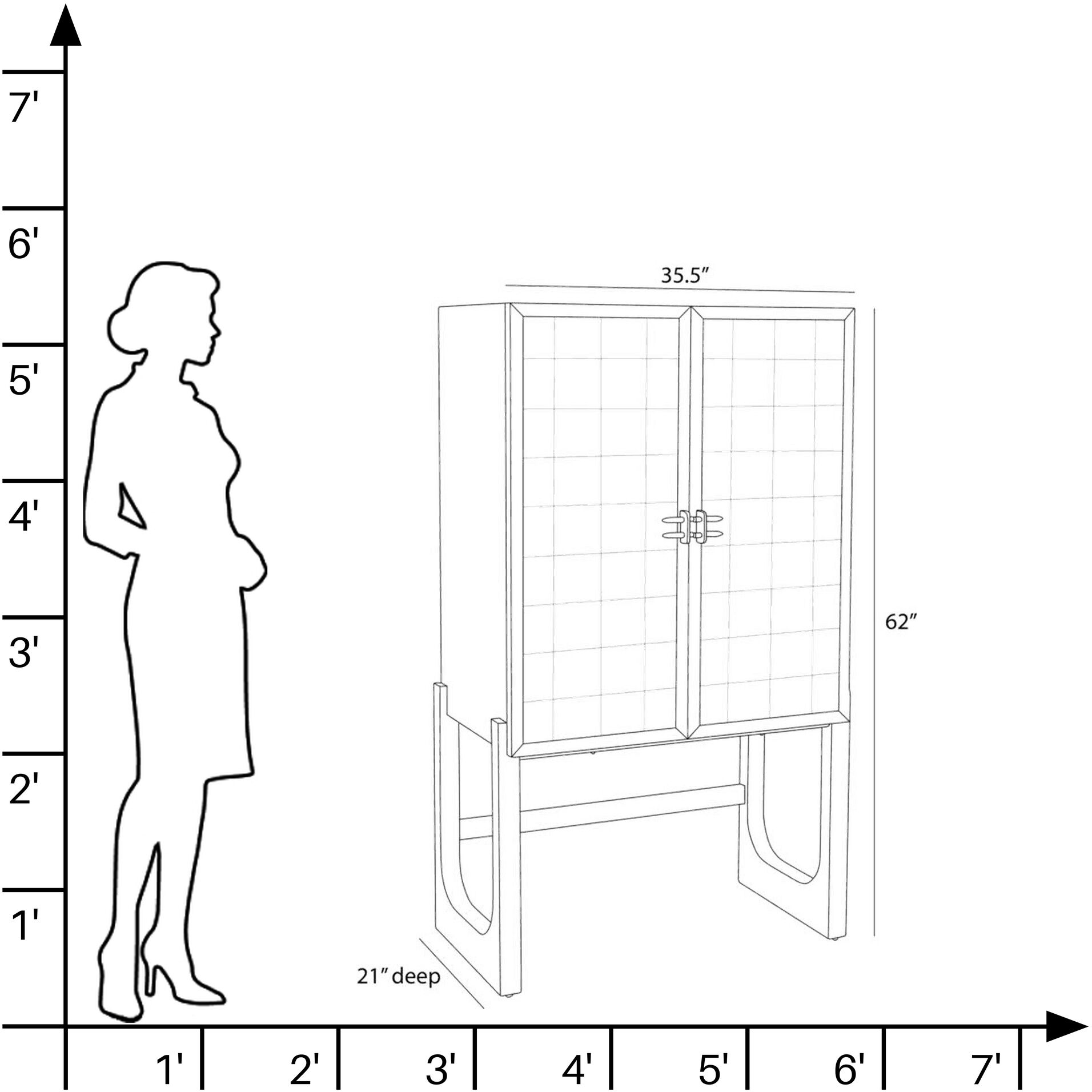 Jermaine Antiqued Amber and Smoke with Bronze Cocktail Cabinet