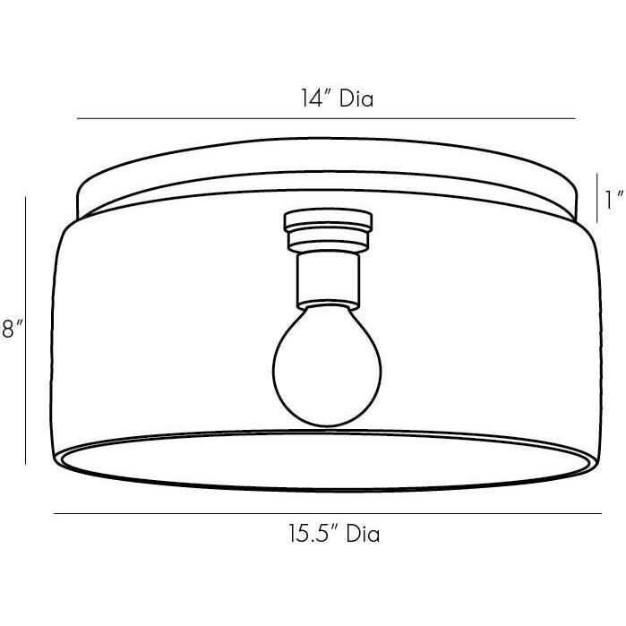 Cut 1 Light 16 inch Blackened Steel Flush Mount Ceiling Light, Large