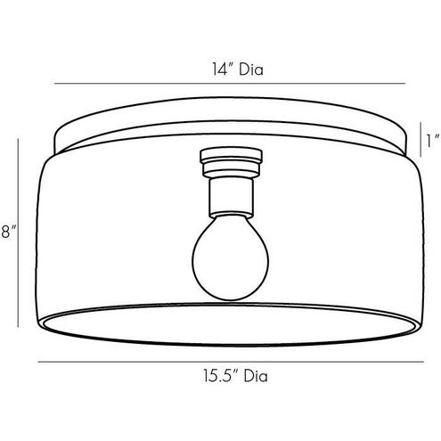 Cut 1 Light 16 inch Blackened Steel Flush Mount Ceiling Light, Large