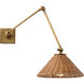 Padma 1 Light 12 inch Antique Brass/Natural Rattan Sconce Wall Light, Round 