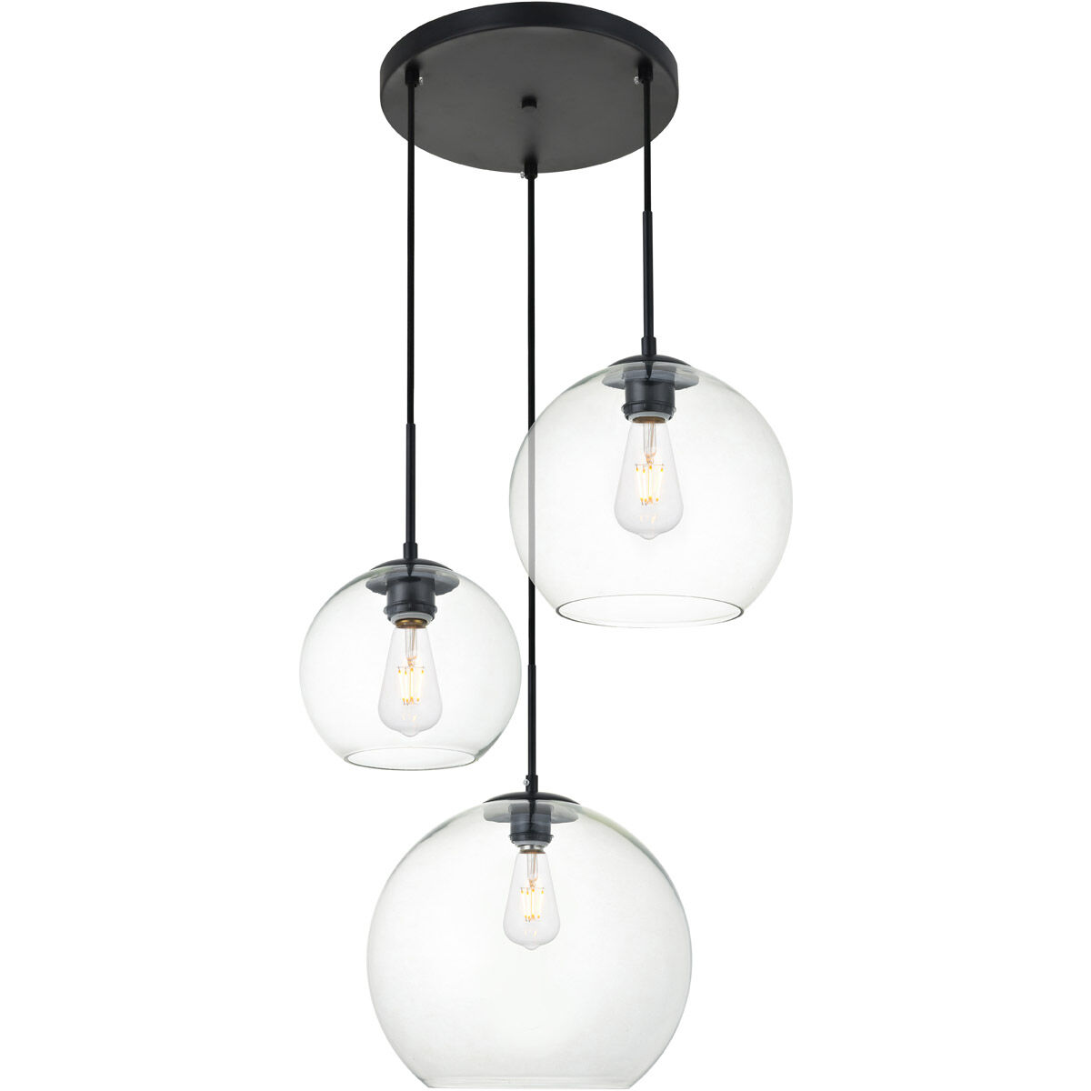 Huntington 3 Light 20.9 inch Black Pendant Ceiling Light