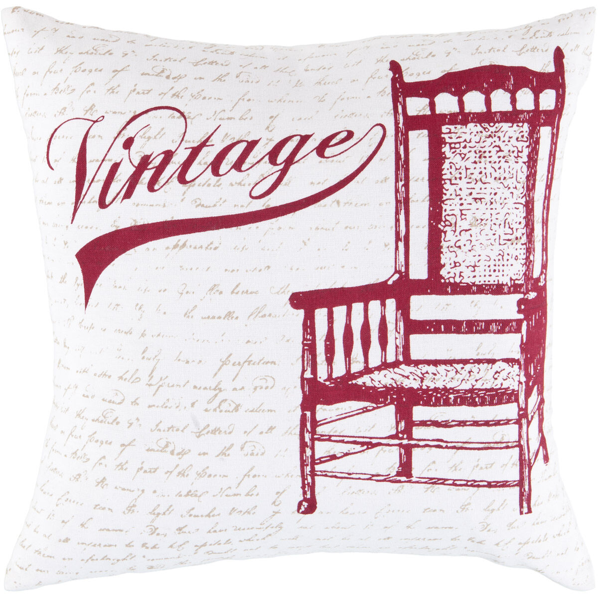 Vintage 22 inch White, Garnet, Taupe Pillow Kit