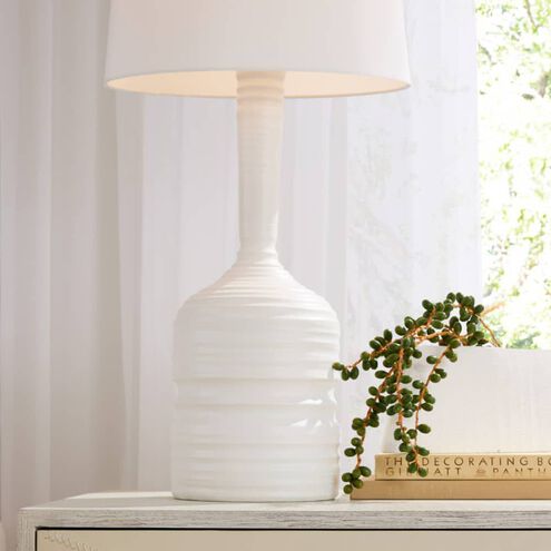 Fontana 32 inch 150.00 watt White and Antique Brass Lamp Portable Light