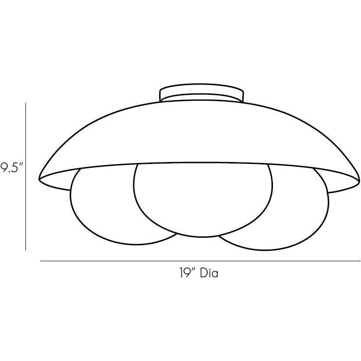 Glaze 3 Light 19 inch Ivory Stained Crackle and Blackened Steel Flush Mount Ceiling Light, Large