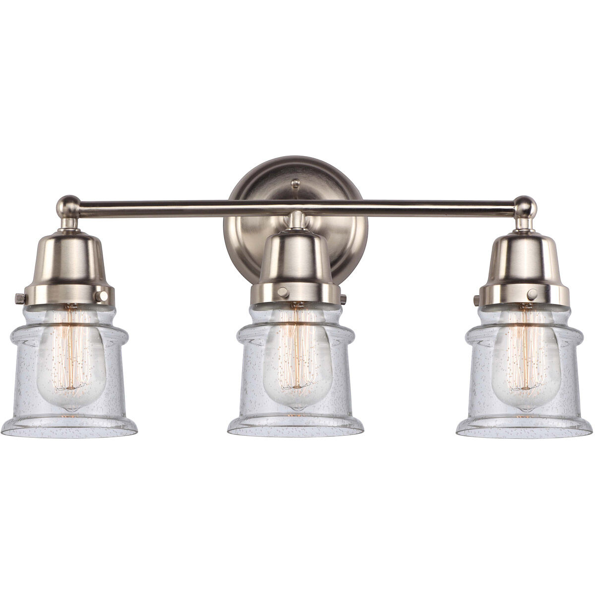 Aditi Small Canton 3 Light 21.25 inch Brushed Satin Nickel Bath Vanity Light Wall Light, Aditi