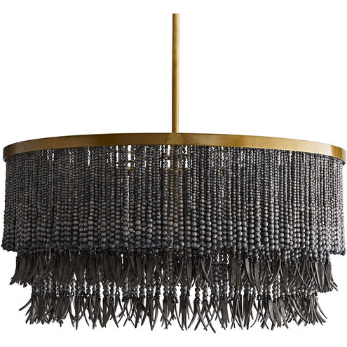 Baja 3 Light 30 inch Antique Brass Chandelier Ceiling Light in Dark Gray Wash Coco Beads