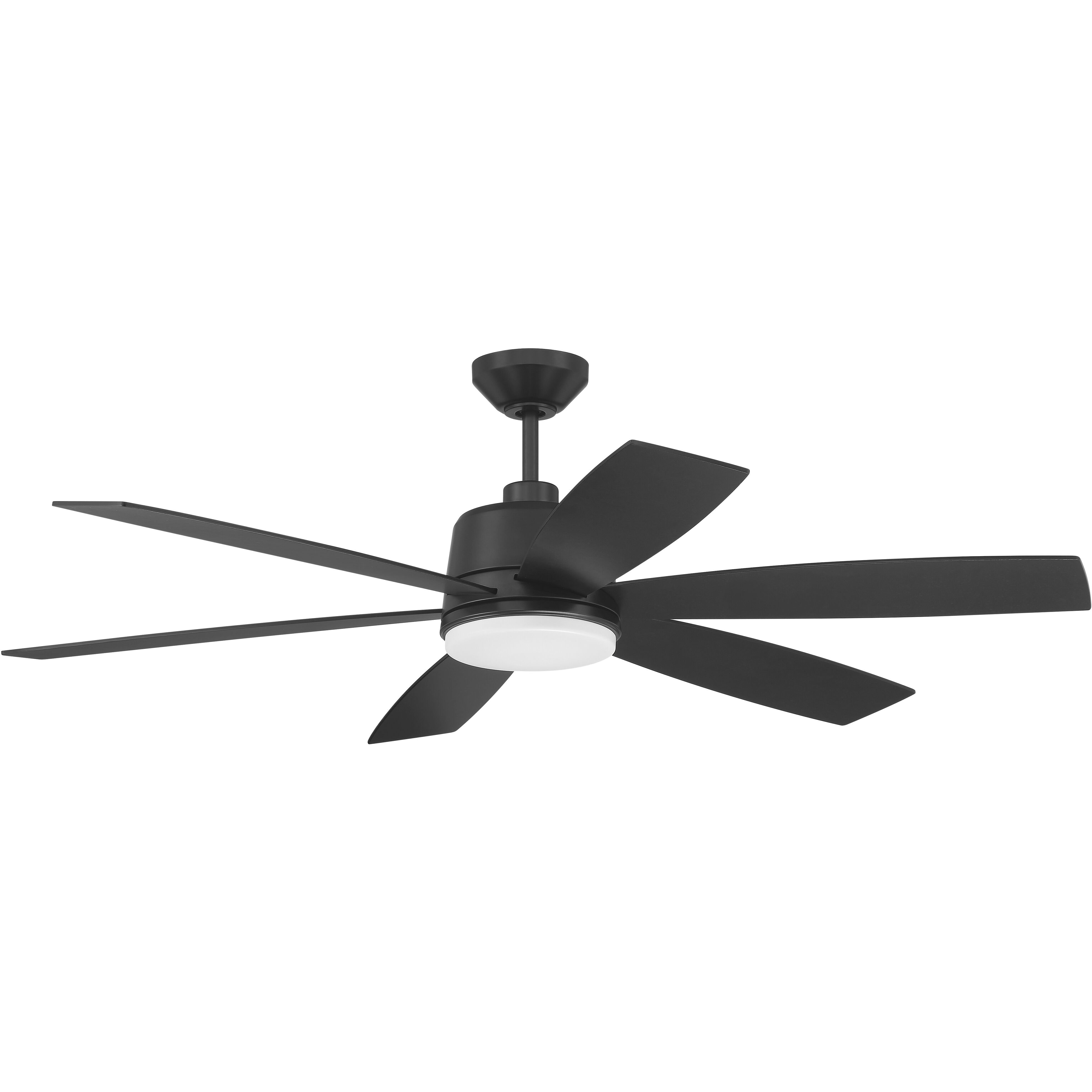 Hogan 54 inch Flat Black with Flat Black/GreyWood Blades Indoor/Outdoor Ceiling Fan, No WiFi