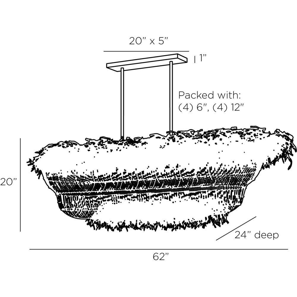 Yessika 62 X 27 inch Dark Gray Stained Linear Chandelier Ceiling Light
