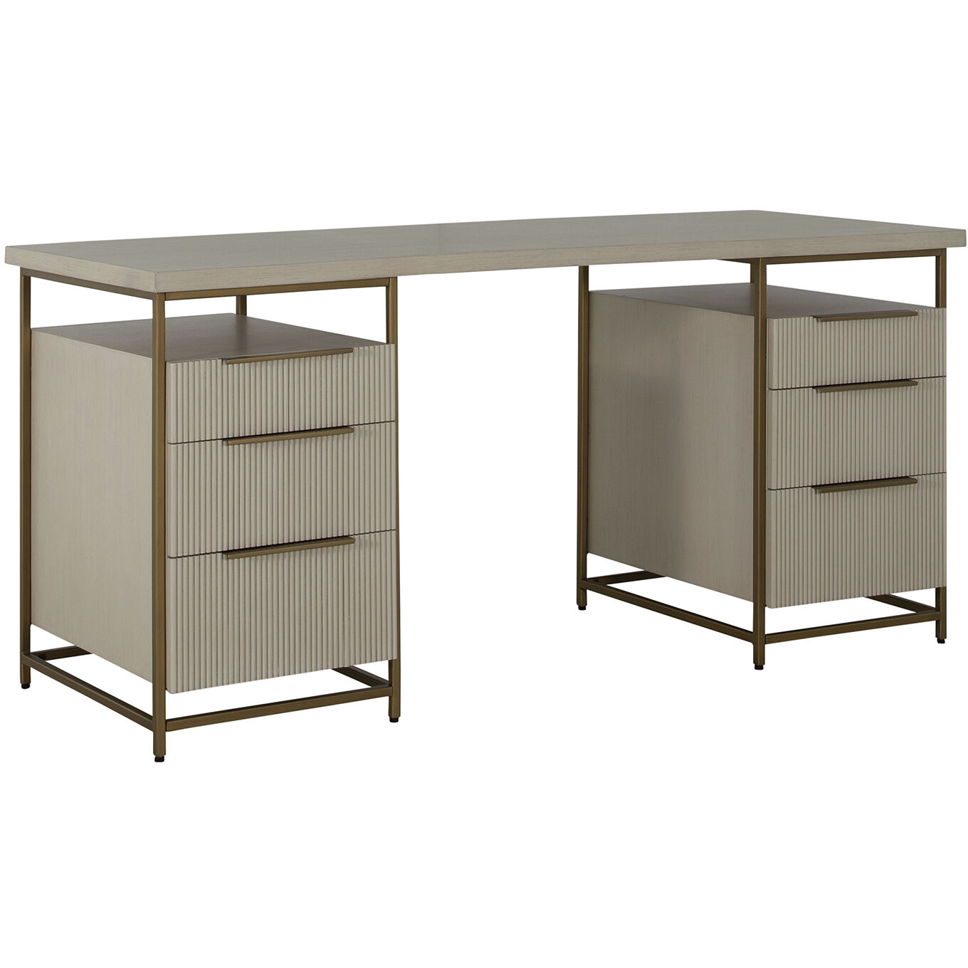 Rowen 66 X 25 inch Sesame White and Brushed Brass Desk