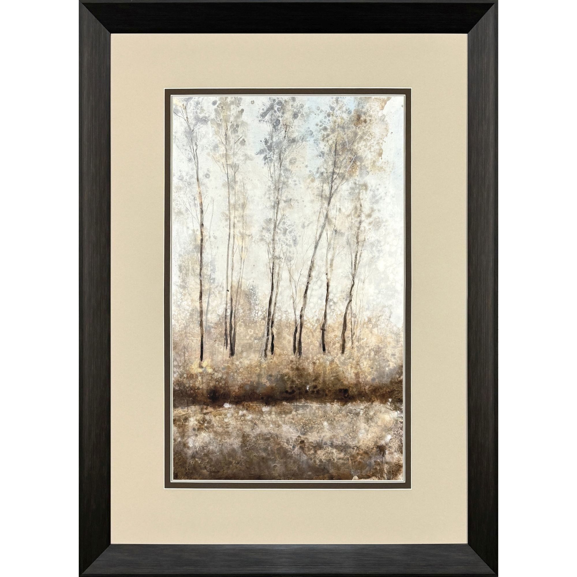 Woodland Shimmer Light Brown and Beige and Gray and Neutral Framed Art