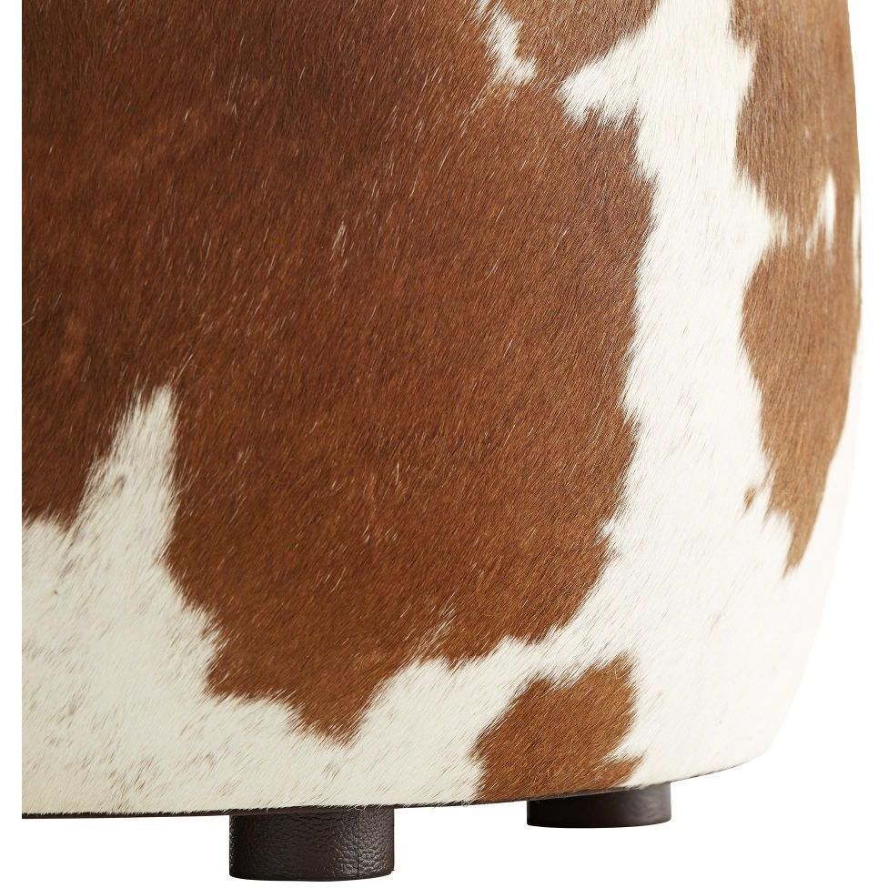 Owen 18 inch Brown and White Hide Ottoman