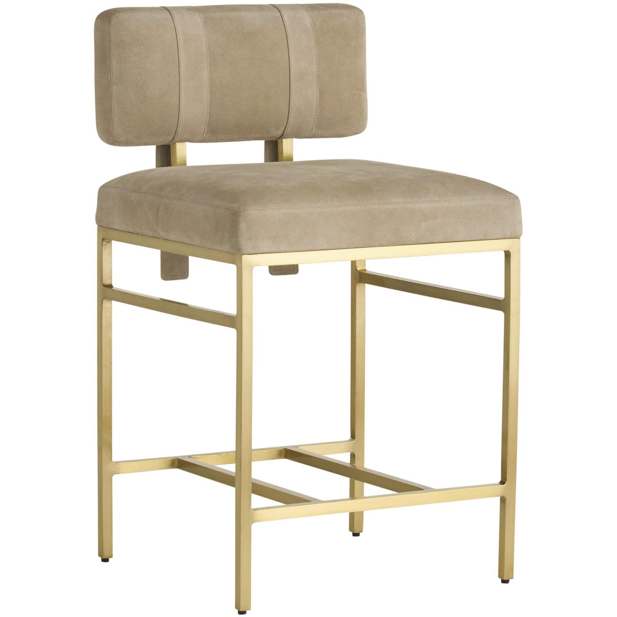 Laney 35 inch Taupe and Antique Brass Counter Stool
